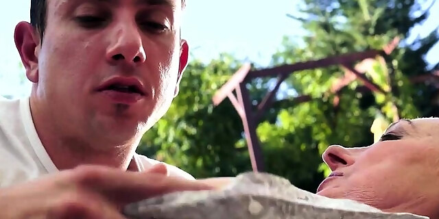 Granny Poolside Titty Grope